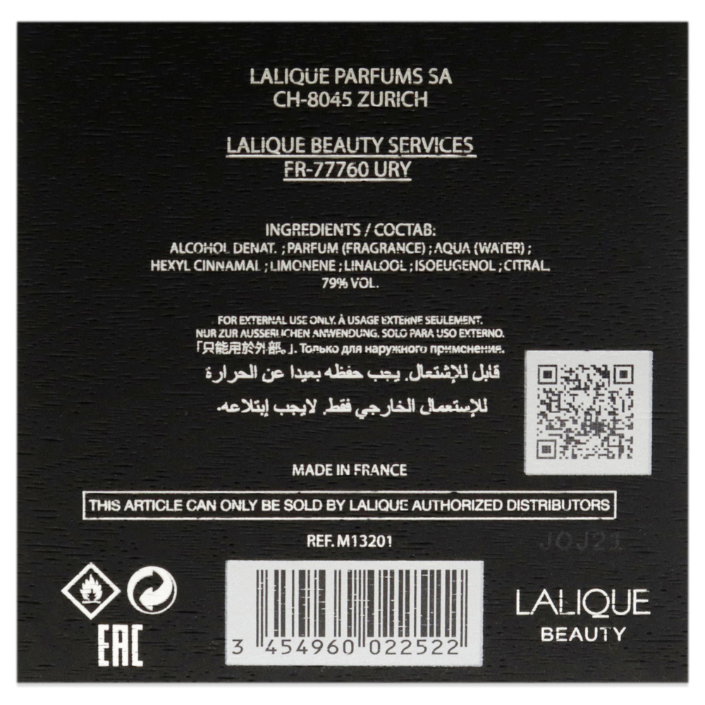 Encre Noire by Lalique for Men - 3.3 oz EDT Spray - Picture 6 of 6
